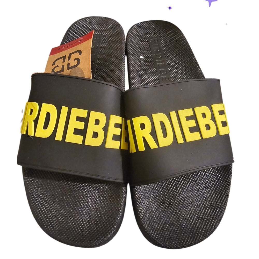💖🔽Birdiebee Black and Yellow Slide Sandals